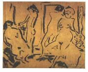 Female nudes in a atelier Ernst Ludwig Kirchner